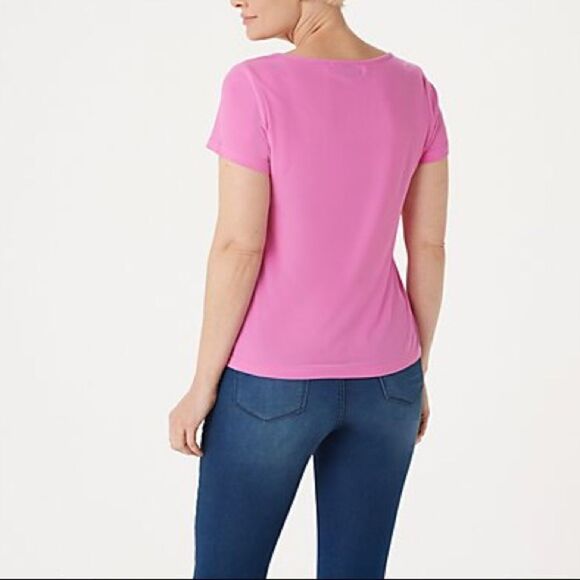 Linea by Louis Dell'Olio Moss Crepe Short-Sleeve Knit Top - Picture 3 of 4